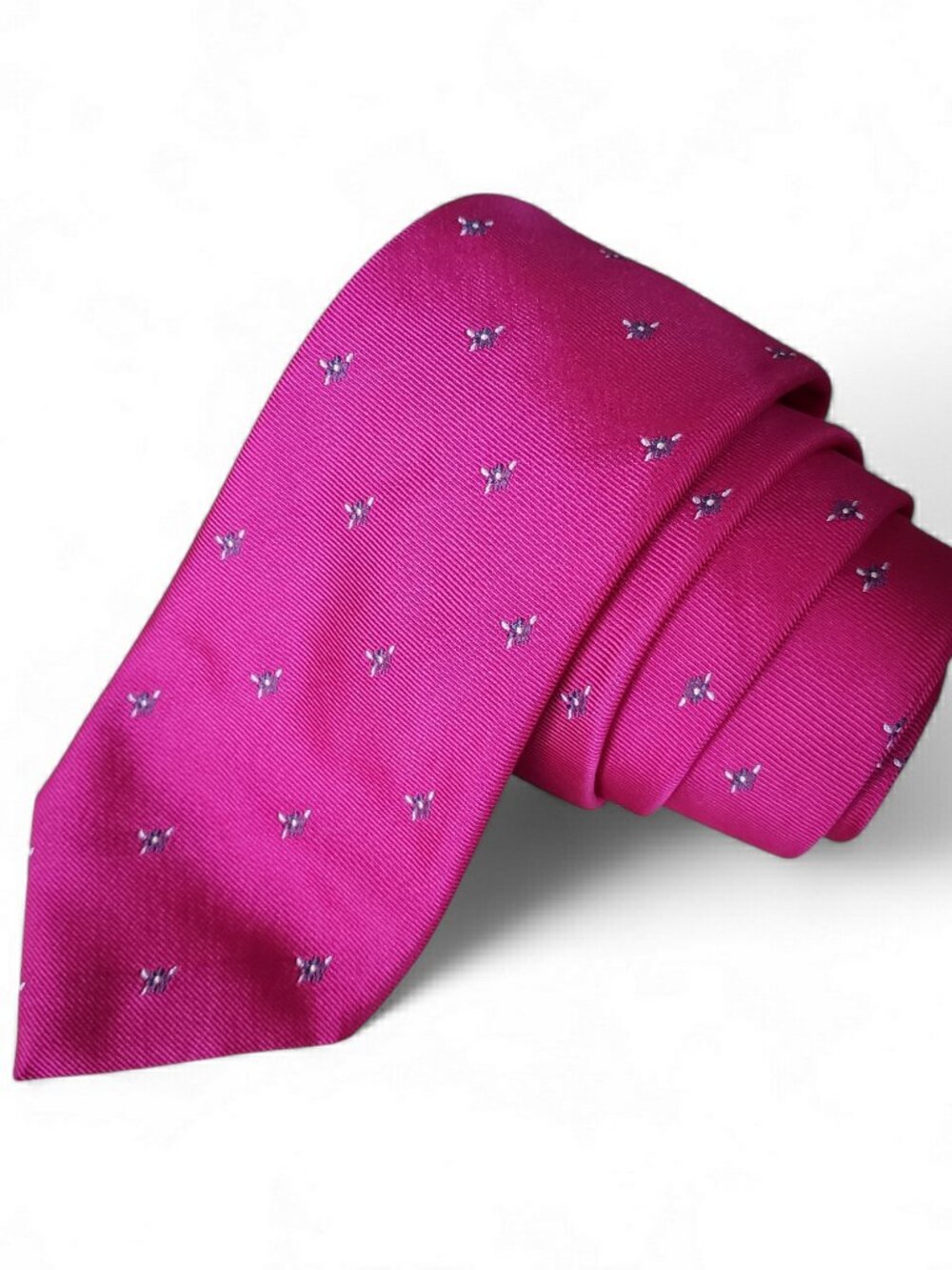 Tino Cosma 100% Silk Tie Made In Italy Magenta Pink Floral Print